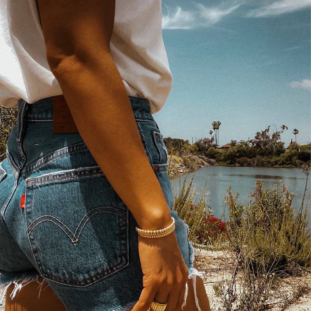 Levi's Cutoff Distressed Shorts Boho Beach Style